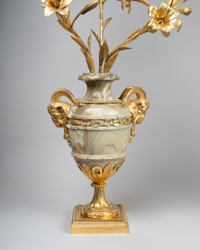 Lighting  - A pair of End Louis XVI period three- light Candelabra