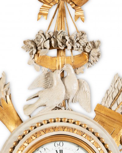 A Louis XVI painted and gilted wooden Clock - 