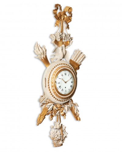 Antiquités - A Louis XVI painted and gilted wooden Clock