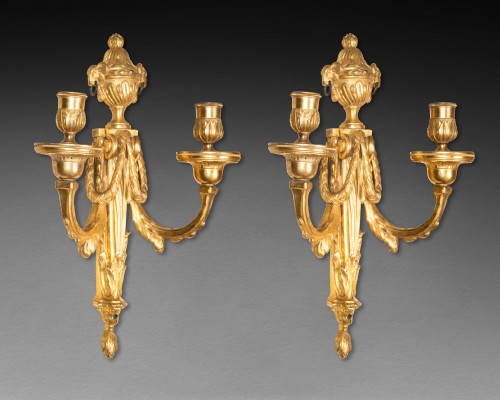 Paire d'appliques époque Louis XVI bronze doré - Isabelle Chalvignac