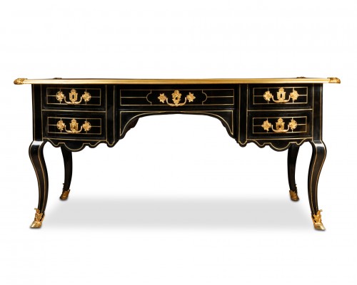 A Regency ormolu-mounted blackened wood Bureau Plat - Furniture Style French Regence