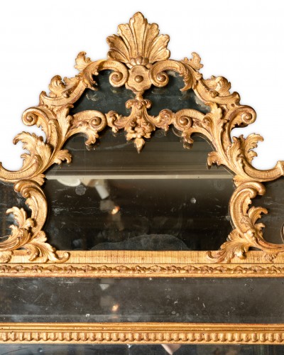 Miroir en bois sculpté et doré époque Louis XV - Miroirs, Trumeaux Style Louis XV