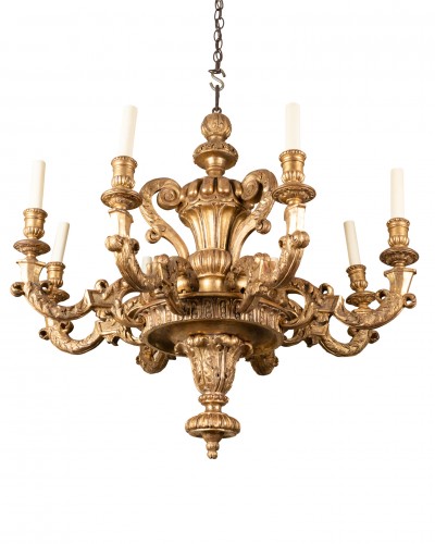 Lustre en bois doré époque Louis XIV