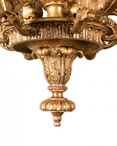 Lustre en bois doré époque Louis XIV - Luminaires Style Louis XIV