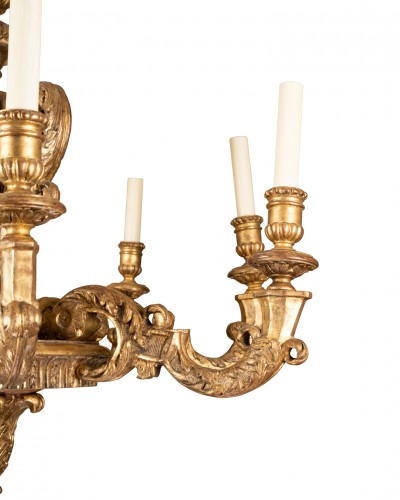 Luminaires Lustre - Lustre en bois doré époque Louis XIV