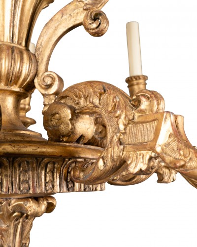 Antiquités - Lustre en bois doré époque Louis XIV
