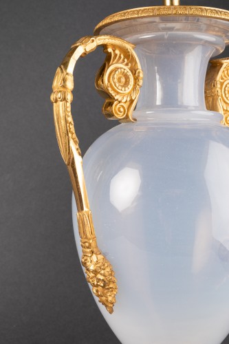 19th century - A pair of opaline vases converted into lamps Charles X period