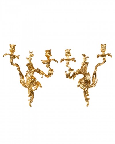 Paire d'appliques époque Louis XV au C couronné