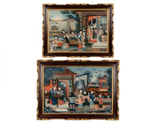 Two mounted under glass Chine 1830