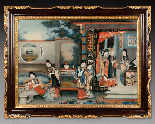 Deux Fixés sous verre vers 1830 - Tableaux et dessins Style Louis-Philippe