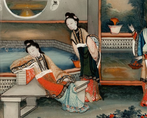 XIXe siècle - Deux Fixés sous verre vers 1830