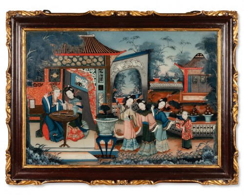 Antiquités - Deux Fixés sous verre vers 1830