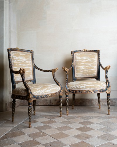 Seating  - A set of four armchairs Piemontese 18th century