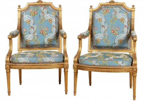 Paire de fauteuils à châssis Epoque Louis XVI d' Henri Jacob