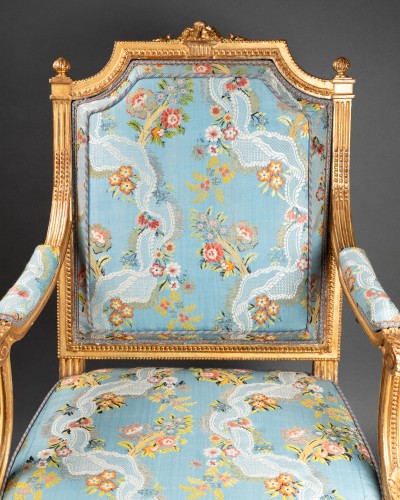 Seating  - A Louis XVI giltwood  armchairs stamped by   Henri Jacob