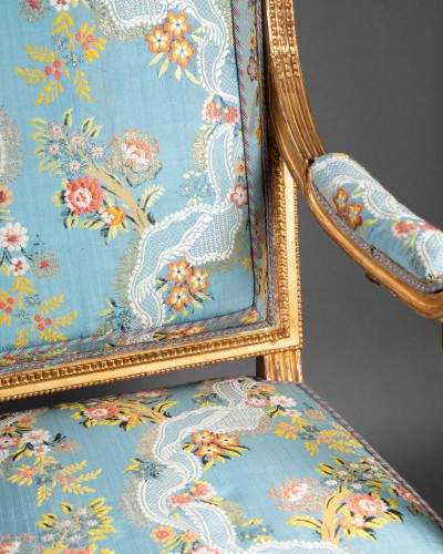 A Louis XVI giltwood  armchairs stamped by   Henri Jacob - Louis XVI
