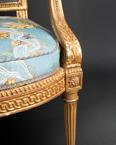 Louis XVI - A Louis XVI giltwood  armchairs stamped by   Henri Jacob