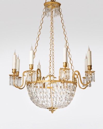 Paire de lustres corbeille Néo-Classique - Luminaires Style Directoire