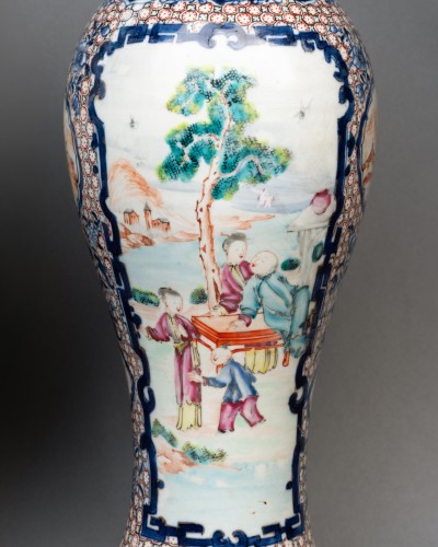 Antiquités - Paire de vases montés porcelaine de Canton XVIIIe