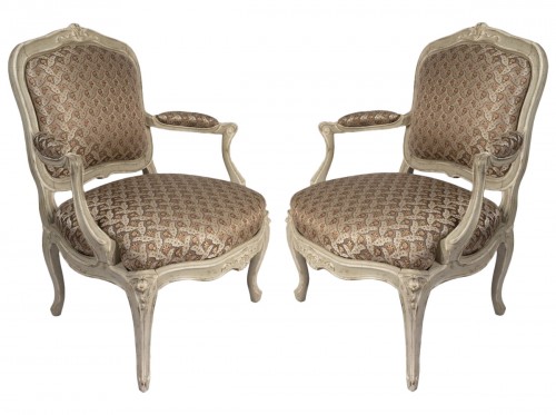 Paire de fauteuils époque Louis XV à chassis, A.N Delaporte