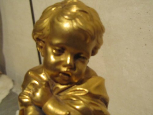 Objet de décoration  - Paire de putti en bronze doré époque Louis XVI
