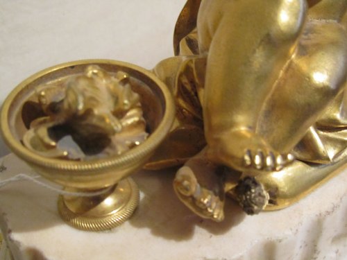 Antiquités - Paire de putti en bronze doré époque Louis XVI