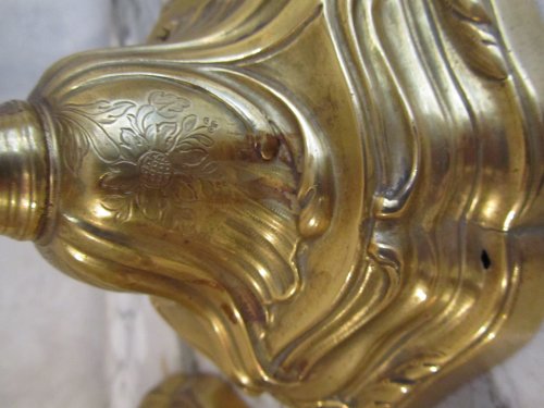 Paire de flambeaux en bronze doré époque Louis XV - Luminaires Style Louis XV