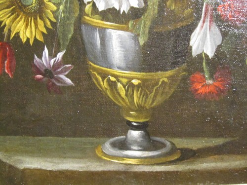 Bouquet de fleurs - École Bolognaise du XVIIe siècle - Tableaux et dessins Style Louis XIV