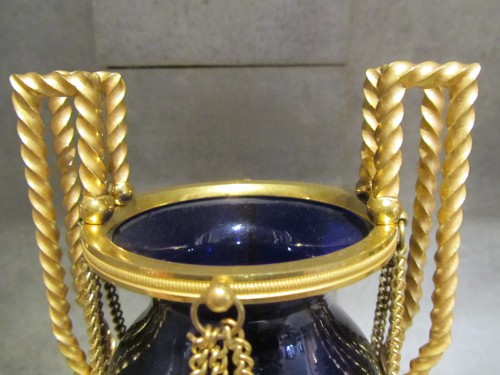 A pair of Louis XVI gilt- bronze and Creusot blue tinted glass - 