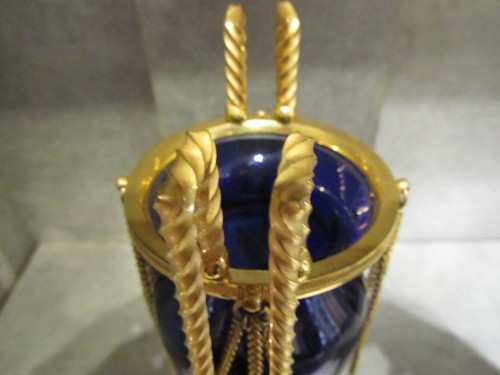 18th century - A pair of Louis XVI gilt- bronze and Creusot blue tinted glass