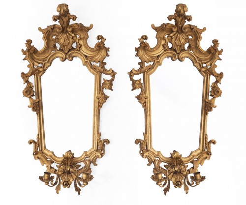 Paire de miroirs réflecteurs Italie XVIIIe siècle