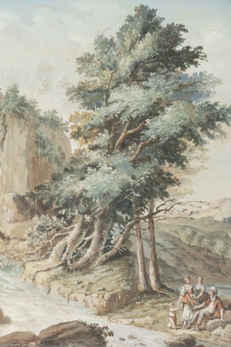 18th century - A pair of Eighteenth watercoloured Gouaches