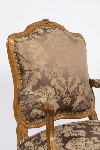 Sièges Fauteuil & Bergère - Ensemble de quatre fauteuils Louis XV estampillés de H AMAND