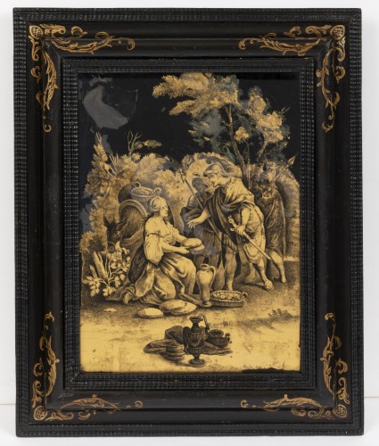 A Pair of Italian &#039; Fixés sous Verre&#039;  Panels early 18th century  - Paintings & Drawings Style 