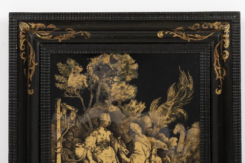 Antiquités - A Pair of Italian &#039; Fixés sous Verre&#039;  Panels early 18th century 