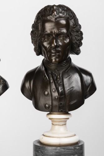 Pair of bronze busts stamped Pierre-Philippe THOMIRE 1790 - Sculpture Style Louis XVI