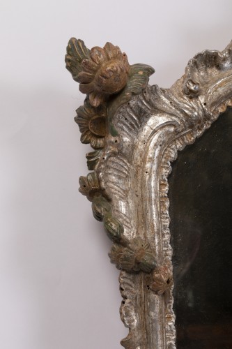 Pair of silver plated wooden mirrors Italian 18 th century - Louis XV