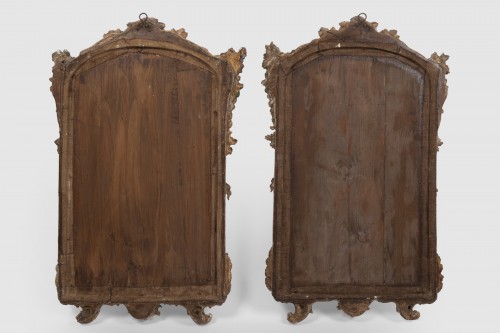 Antiquités - Pair of silver plated wooden mirrors Italian 18 th century