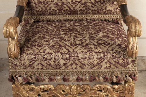 Seating  - A rarely Pair of Louis XIV giltwood and blackenedwood