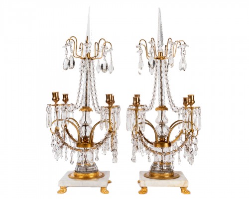 A Pair of Russian ormolu-mounted and cut crystal Candelabra Circa 1810