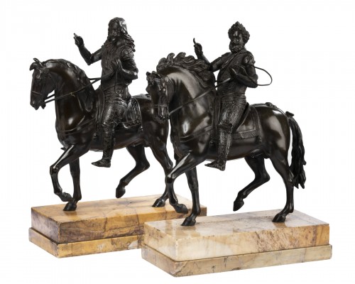 Eqquestrian patined bronze Henri IV and Charles 1er d&#039;Angleterre  