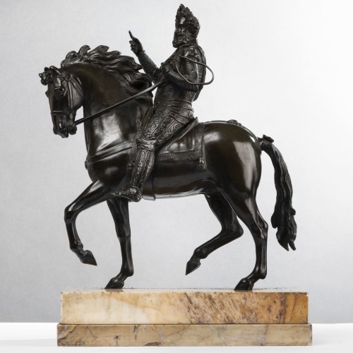 Eqquestrian patined bronze Henri IV and Charles 1er d&#039;Angleterre   - Sculpture Style Restauration - Charles X