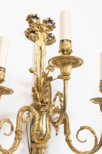 Set of Louis XVI ormolu Two Pairs Three-Branch Wall-Lights - Louis XVI