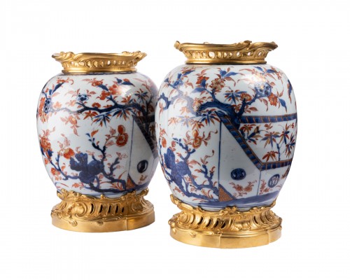 Paire de grands Pots à gingembre Chine façon Imari XVIIIe siècle