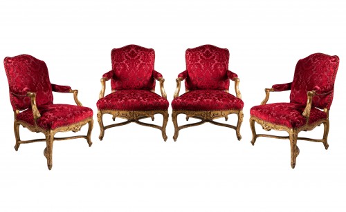 Set of four large armchairs Régence period