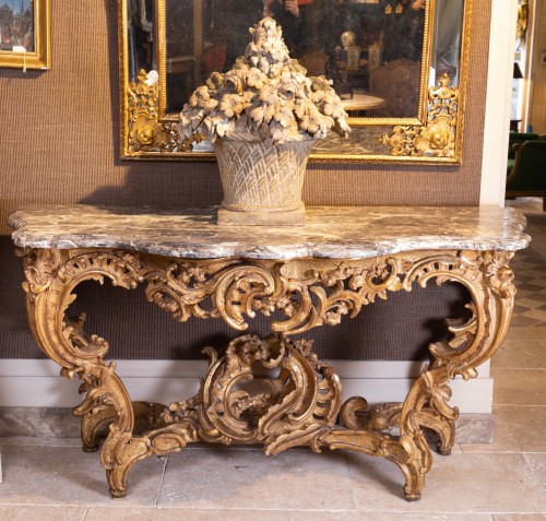 A Large Louis XV giltwood Console  - Furniture Style Louis XV