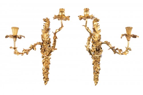 Pair of gilt bronze wall lights Regence period