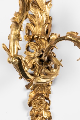 XVIIIe siècle - Paire d' Appliques en bronze doré Epoque Régence