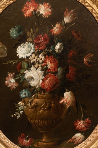 Paire de tableaux de fleurs Fin 17e siècle - Tableaux et dessins Style Louis XIV