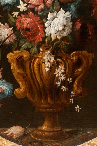 Antiquités - Paire de tableaux de fleurs Fin 17e siècle